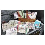 Vintage kitchen linens many hand done in basket