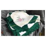 Homemade rose cross stitch quilt