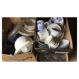 3 boxes of dishes and glasses etc