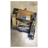 Meal box with wood plane and chisels