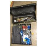 Tool box with plumbing fittings and  metal tool