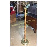 Oak and brass floor lamp