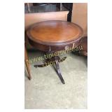 Leather top mahogany drum table