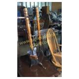 Oak and iron fire place set as is