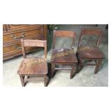 3 antique oak child