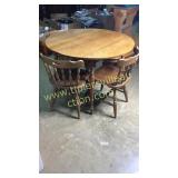 Round oak table and 3 chairs