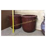 Pair of large brick red pottery planters sold 2x