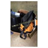 Box of camping gear-duffle bags and storage