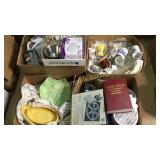 4 boxes punch bowl set, mugs, glassware,