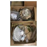 2 boxes glassware, punchbowl, etc