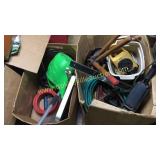 2 boxes of misc garage and tools