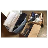 3 boxes soap dispensers and sign holders