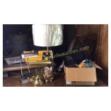 Lamps and box of misc