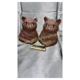 Chalk cat bookends ears are chipped