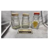 Vintage mustard piggy banks and sugar bear