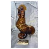 Amber glass rooster decanter