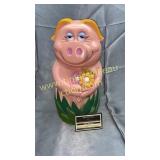Vintage posey piggy bank plastic