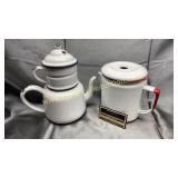 Enamel ware kettles red is missing top