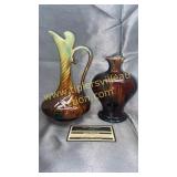 Vintage pottery cruet and vase