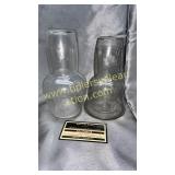 2 etched tumble ups grapes and flowers