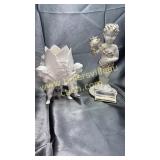 Haeger angel candle stand and cherub vase