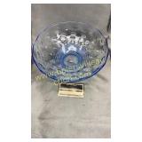 Blue bubble glass bowl