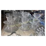 8 block Fostoria cup and saucers