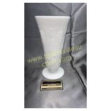 Tall milk glass grape pattern vase