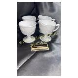 2 sets grape pattern milk glass cream and sugar
