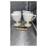 2 sets of grape pattern milk glass cream and