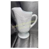 Milk glass grape pattern pitcher