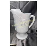 Milk glass grape pattern pitcher