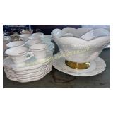 Milk glass grape pattern Punchbowl set for 16