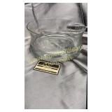 Heavy etched crystal bowl