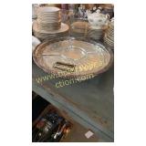 Silverplate lazy Susan with glass insert