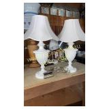 Pair of white resin lamps