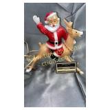 Vintage celluloid Santa and reindeer lamp