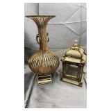 Metal art vase and decorative lantern