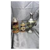 2 German steins and pewter award