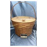 Longaberger basket with flip wooden lid