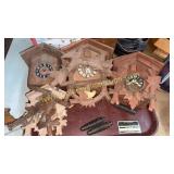 Group of cuckoo clocks and parts various