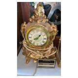 Vintage gold tone ceramic clock