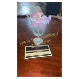 Art glass hummingbird and flower small