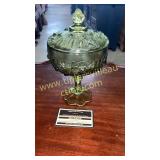 Green Fenton candy stand