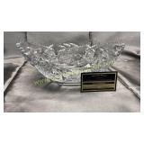 Heavy crystal etched oblong bowl