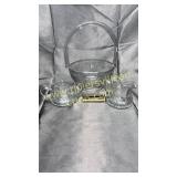 Heisey etched basket and cream/sugar