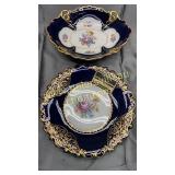 Germany genuine cobalt hand decorated platter and