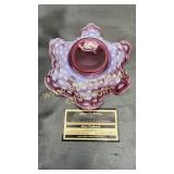 Fenton cranberry opalescent ruffle dish