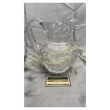 Heavy quality cut crystal pitcher with flower