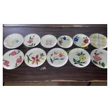 11 glazed pottery bowls and plates-Stetson, blue